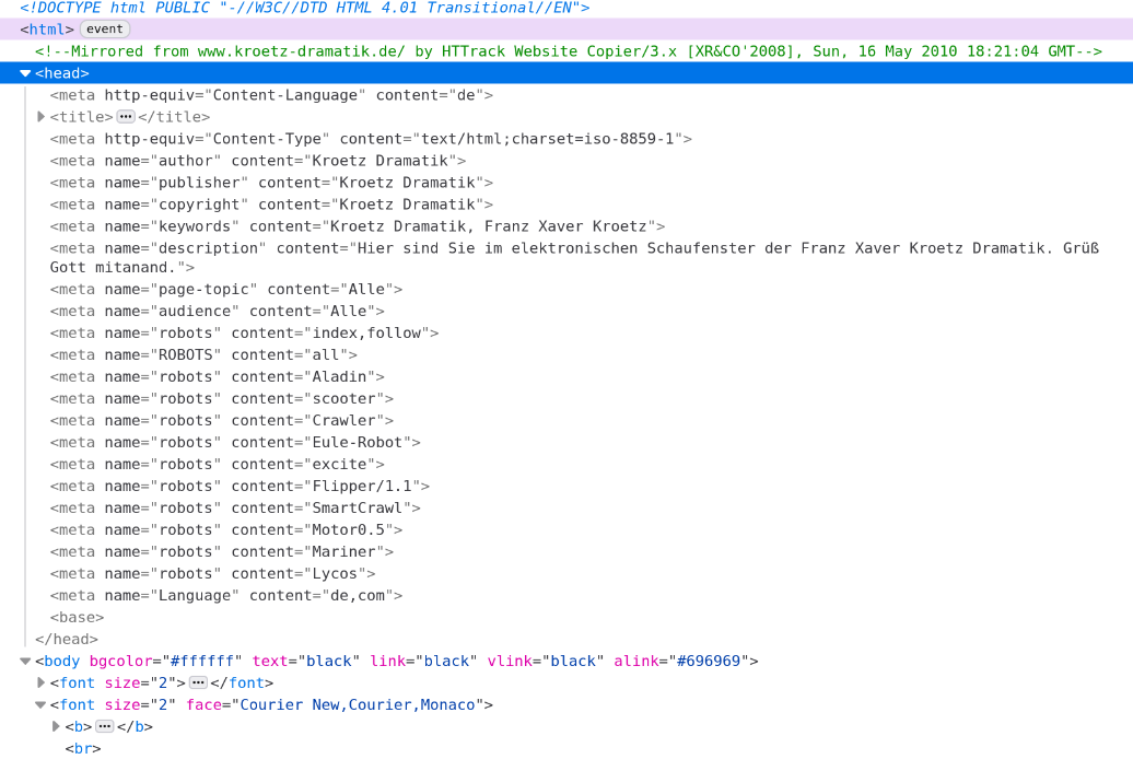 Franz Xaver Kroetz als rebellischer Webdesigner